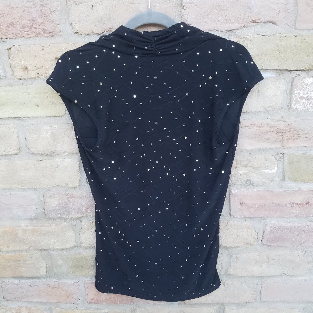 Brittany Black - Black Sleeveless Shirt with Silver Sequins - Picture 6 of 7